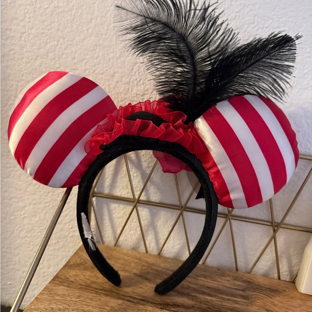 Disney Red and White Striped Pirate Minnie Ears Headband - Picture 2 of 3